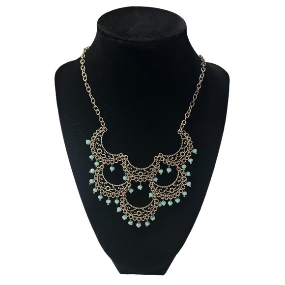 Gorgeous Gold Tone and Light Blue Necklace - Picture 1 of 2